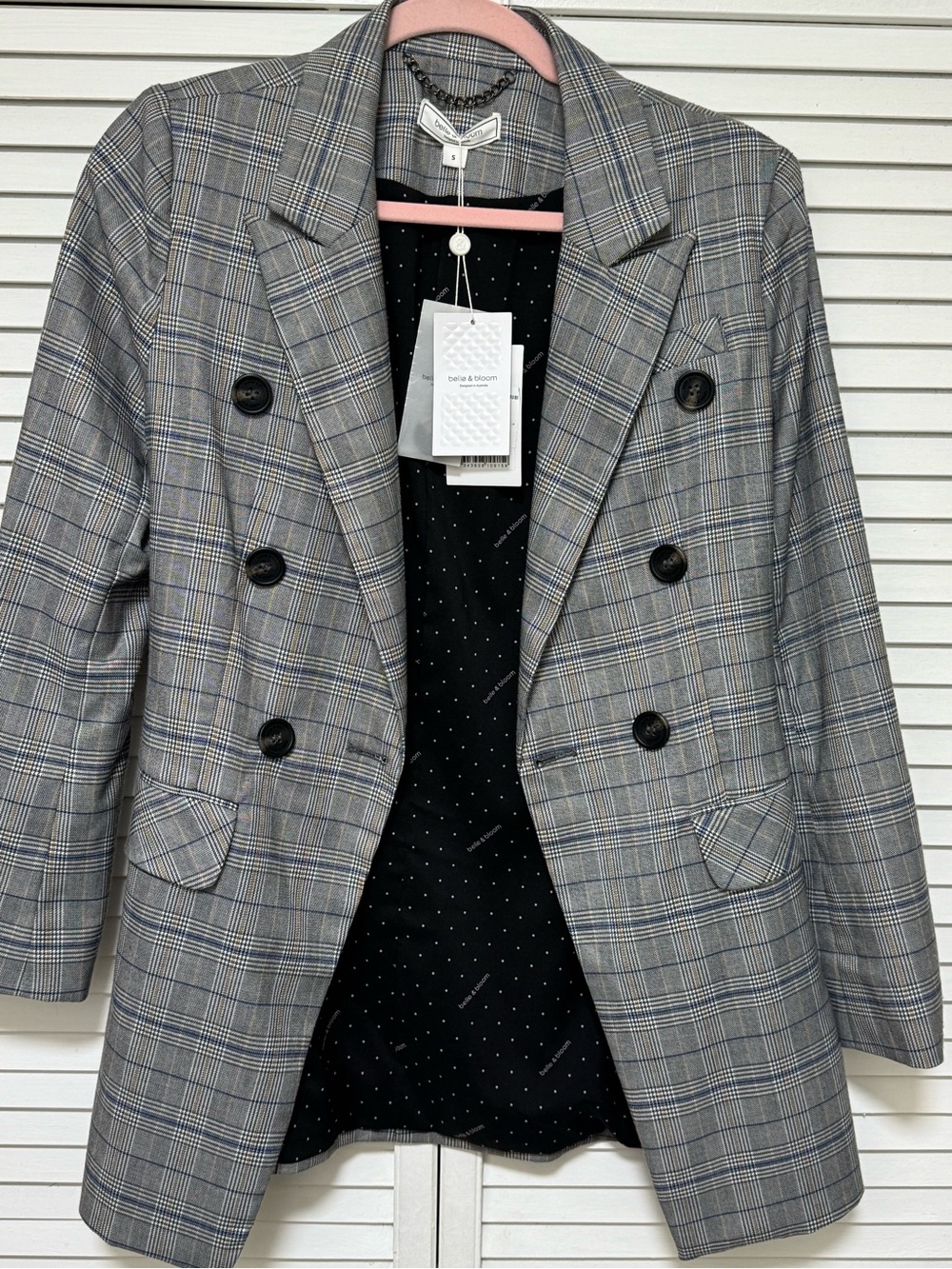 Belle & Bloom Too Cool For Work Plaid Blazer sz S